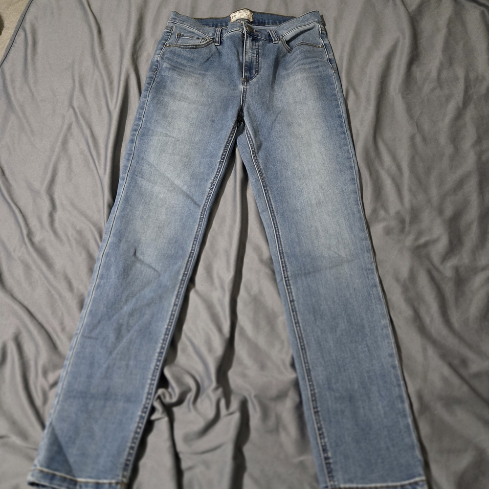 Free People Skinny Jeans Womens Size 29 Mid Blue High Rise Super Stretch Denim